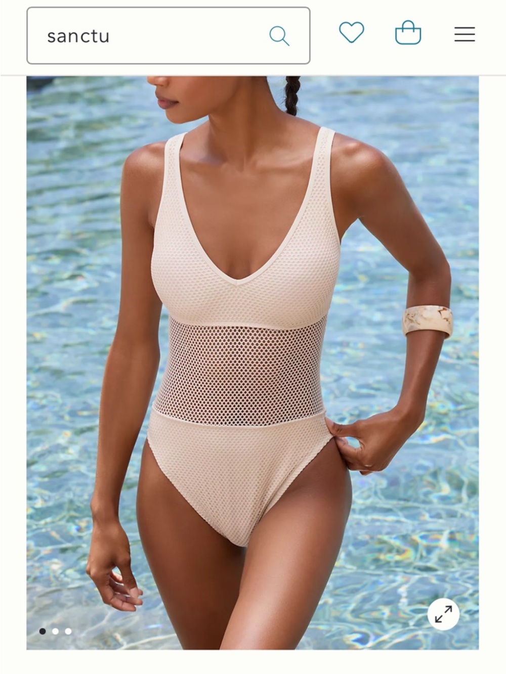 Sanctuary Cream Textured Mesh-Panel One-Piece Swimsuit
